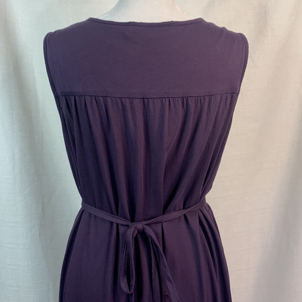 Eddie Bauer Plum V- Neck Midi Dress with Tie Waist- NWT - Picture 10 of 14